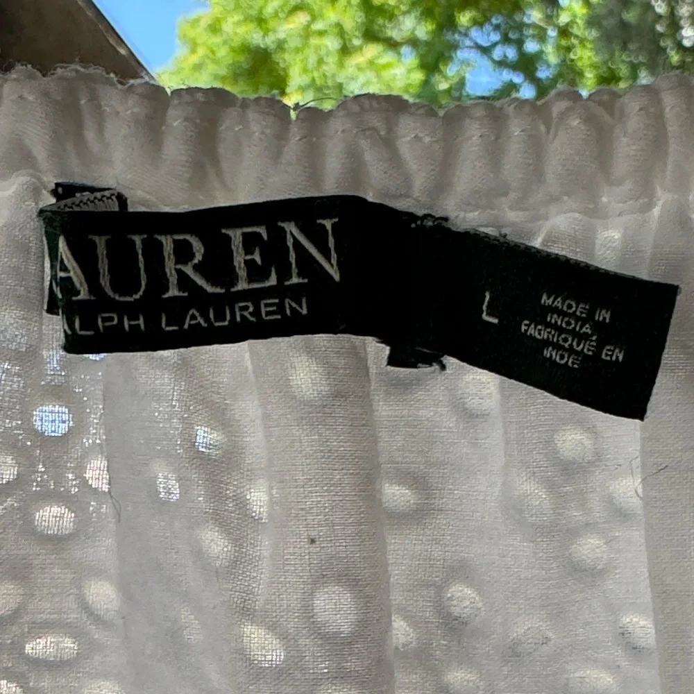Lauren Ralph Lauren White Cotton Sleeve Peasant Blouse Size Large EUC like new - Picture 4 of 12